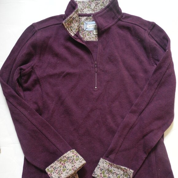 Orvis Deep purple sweater contrast trim collar cuffs XS EUC - Picture 1 of 1